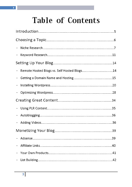 Sample table of contents for thesis